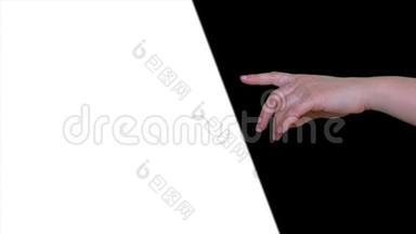人们用手指指着白色或黑色的背景。 业务演示过渡